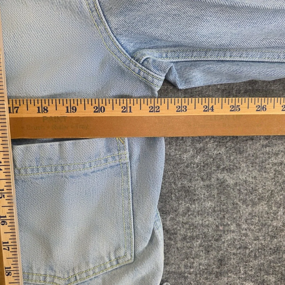 Free People Dillon Jacket Womens Medium Blue Denim Distressed Frayed Raw‎ Hem - Picture 14 of 16